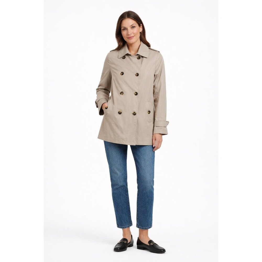 Lauren Ralph Lauren Short Trench Coat Petite Small Khaki Jacket NEW No Belt